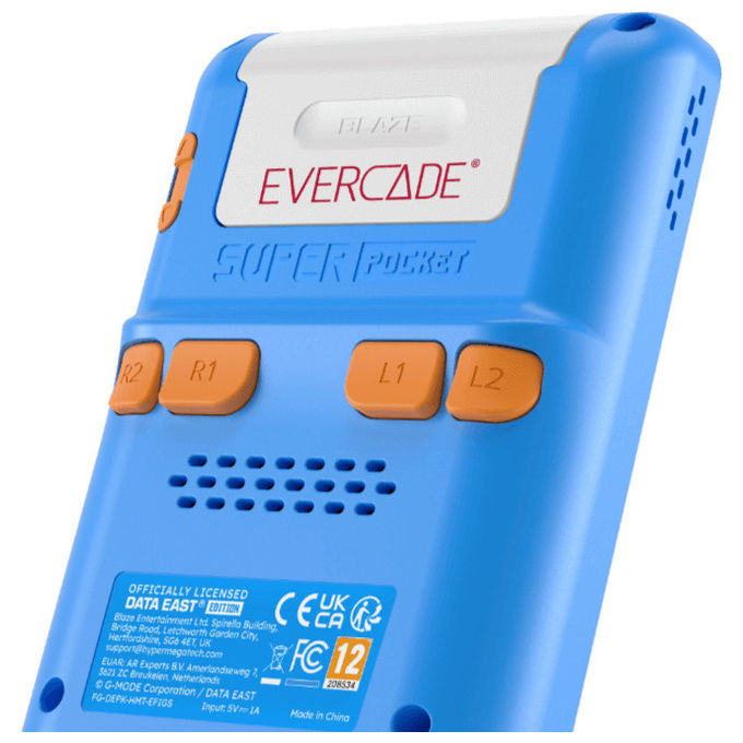 HyperMegaTech Console Portatile Data East Edition Retro' 18 Giochi Inclusi Blu e Marrone