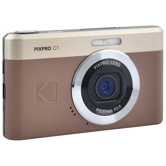 Kodak C1BN Pixpro Fotocamera Digitale Compatta 13 MP CMOS Zoom 4x Schermo 2.8'' Full HD USB Type-C colore Marrone