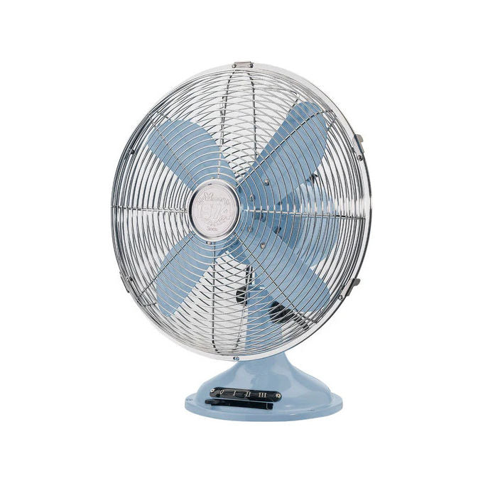 Bimar VTM35.BL Ventilatore da Tavolo Vintage 35 W 30 cm 4 Pale 3 Velocita' Oscillazione Automatica colore Blu