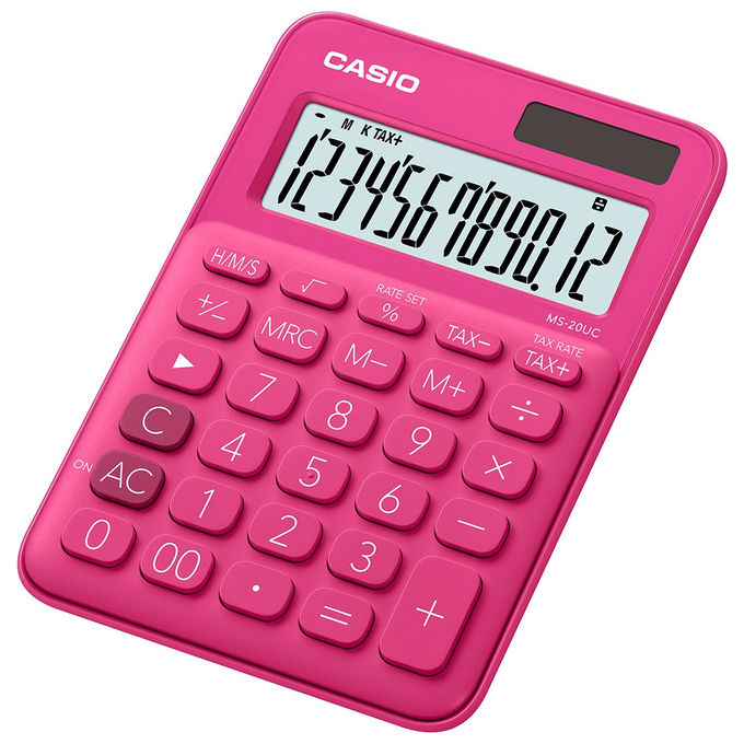 Casio Calcolatrice da Tavolo MS-20UC-RD 12 Cifre Rossa