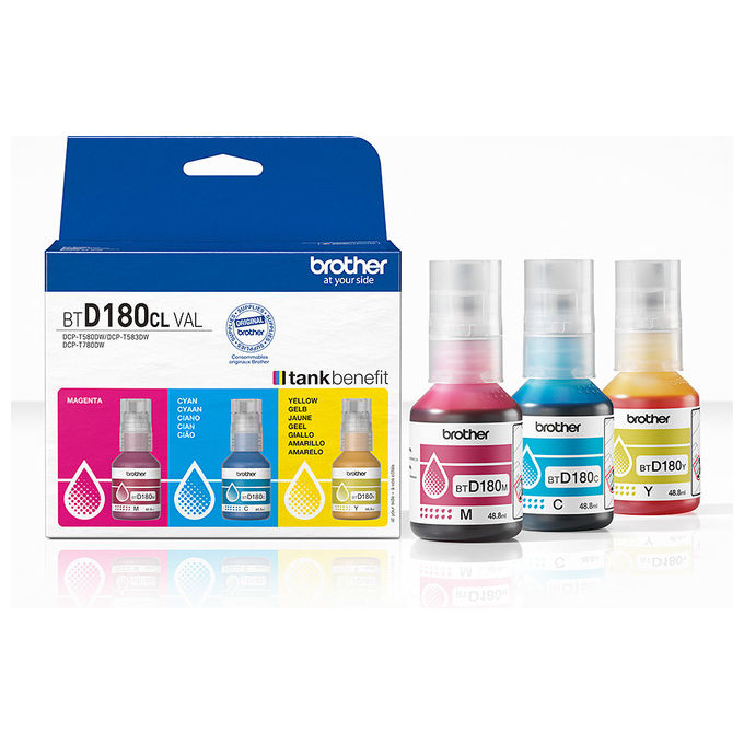 Brother, Ricarica Inchiostro Originale BTD180CLVAL, Ciano Magenta Giallo, 3 Pezzi