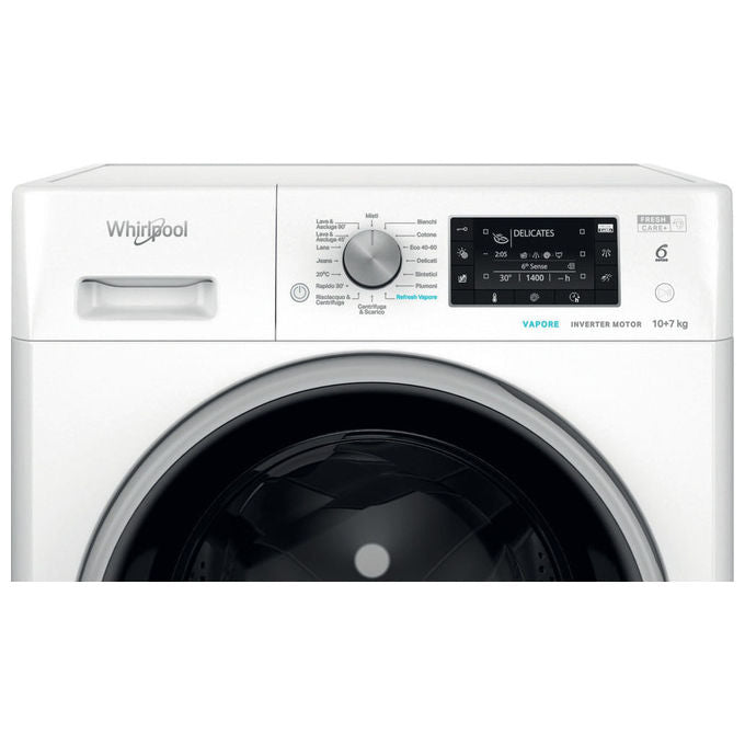 Whirlpool FFWDD 107448 WBS IT FreshCare Lavasciuga Libera Installazione 10-7 Kg 1400 rpm Classe C 6° Senso Vapore (85x59,5x60,5 cm) colore Bianco