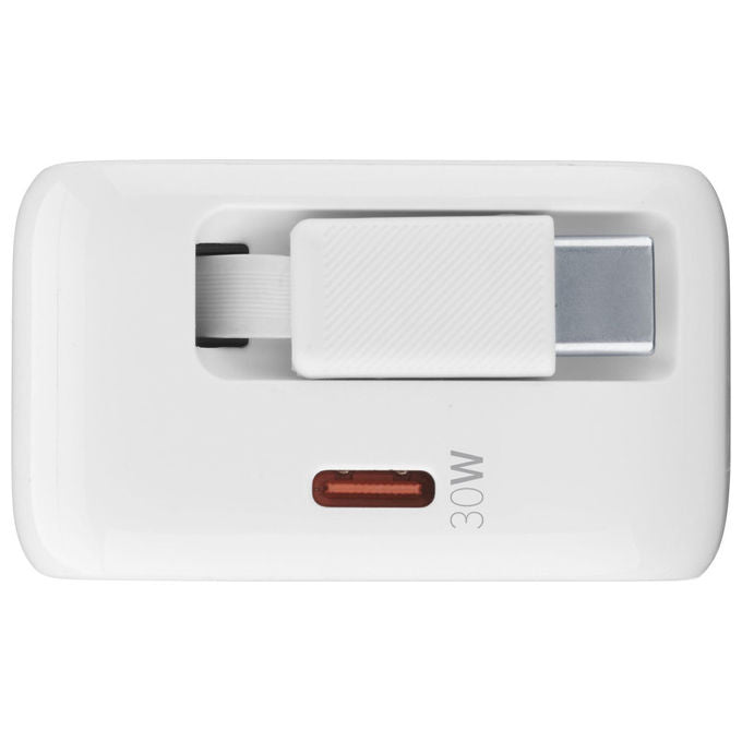 Cellularline Caricatore USB 30W con Cavo Retrattile USB-C Bianco GaN