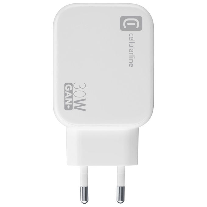 Cellularline Caricatore USB 30W con Cavo Retrattile USB-C Bianco GaN
