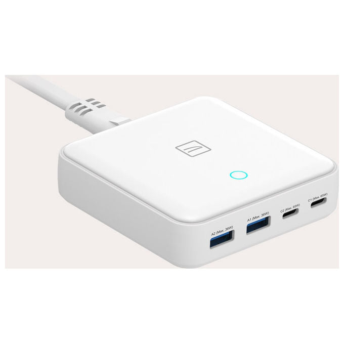 Tucano MA-DEGAN65-EU-W Caricabatterie da Parete 65W GaN 4 Porte USB-C USB-A Power Delivery 3.0 Quick Charge 3.0 colore Bianco