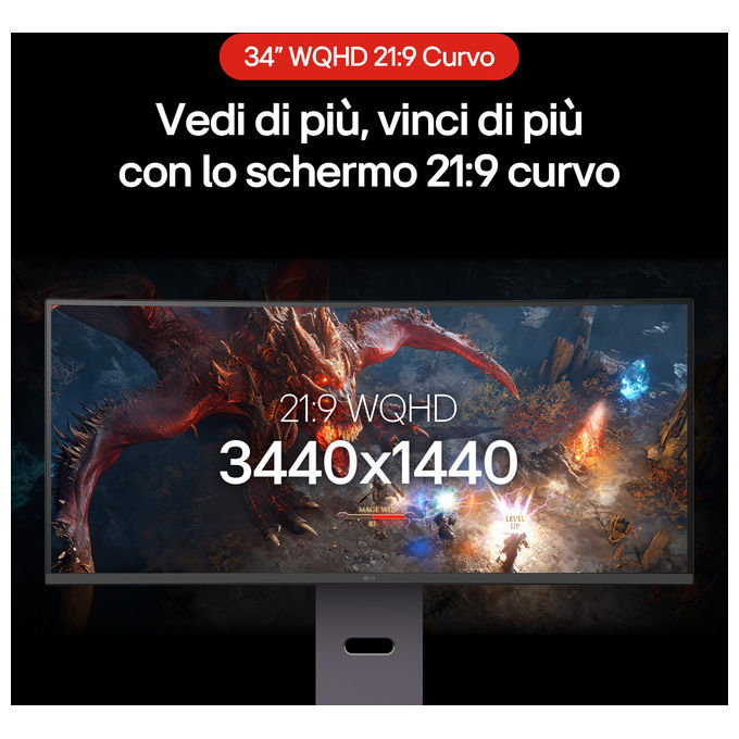 LG, Monitor Gaming UltraGear Curvo 34'', WQHD 160Hz, 1ms