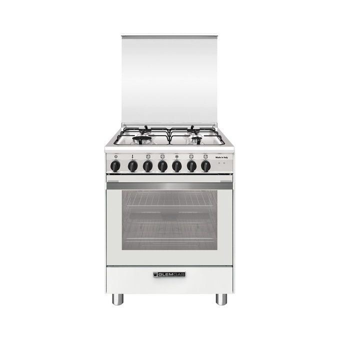 Glem Gas SA664MWH6 Cucina Piano Cottura Gas 4 Fuochi Forno Elettrico Ventilato 67 L Classe A (90x60x60 cm) colore Bianco