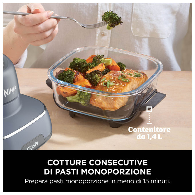 Ninja FN101EUGY CRISPi Friggitrice ad aria 3,8 L 1700 W 4 Programmi Contenitori in Vetro colore Grigio