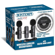 Bontempi Coppia di Microfoni Wireless Con Anello di Luce RGB Per Karaoke Feste ed Eventi