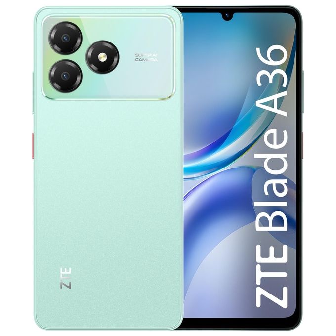 ZTE Z2472 Blade A36 Smartphone 4G 128GB RAM 4GB Display 6.75'' Batteria 5000mAh Android 15 colore Aqua Green
