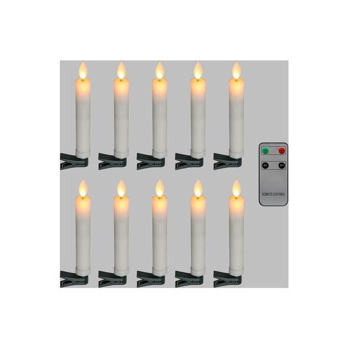 Lotti 1000125541 Candele LED senza fili 10 pezzi con telecomando e clip luce bianca calda colore Bianco
