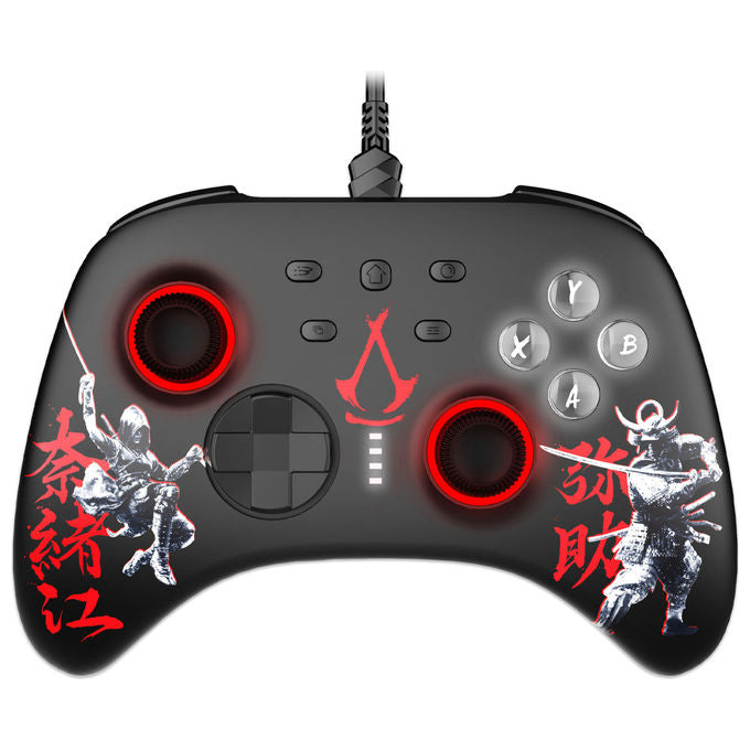 Freaks and Geeks, Gamepad USB, Nero e Rosso, Compatibile Android, Nintendo Switch e PC