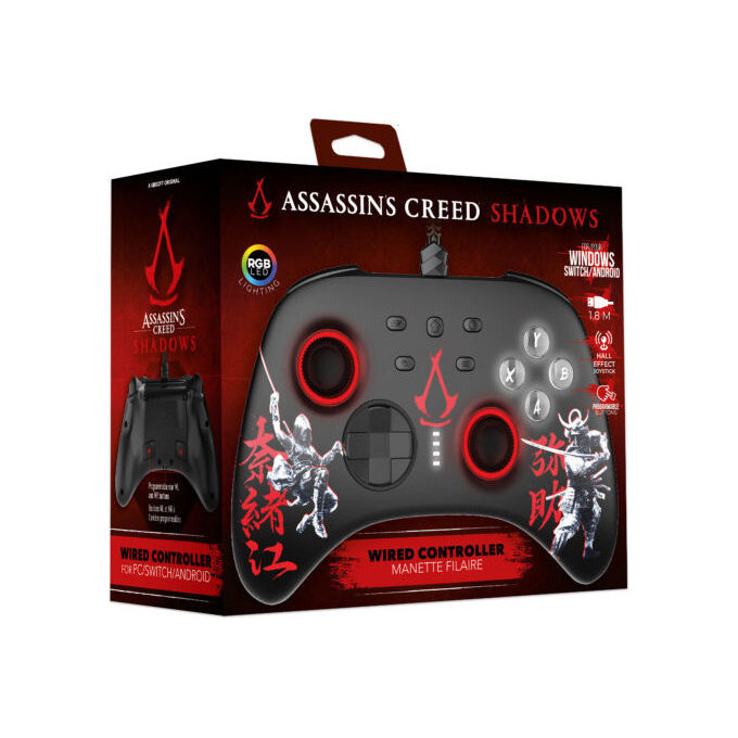 Freaks and Geeks, Gamepad USB, Nero e Rosso, Compatibile Android, Nintendo Switch e PC