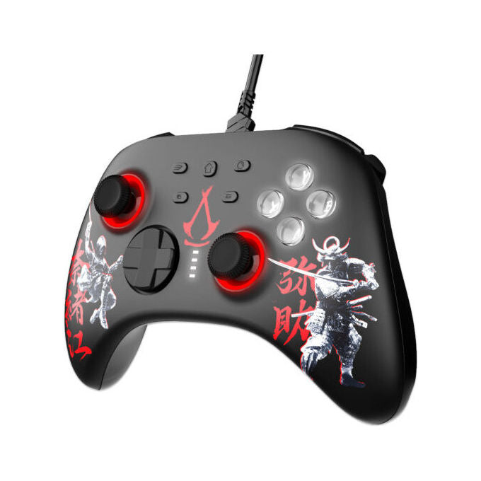 Freaks and Geeks, Gamepad USB, Nero e Rosso, Compatibile Android, Nintendo Switch e PC