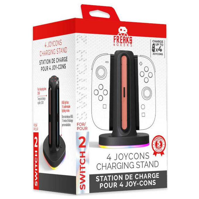 Freaks and Geeks Dock di Ricarica per 4 Joy-Con Switch 2 con LED