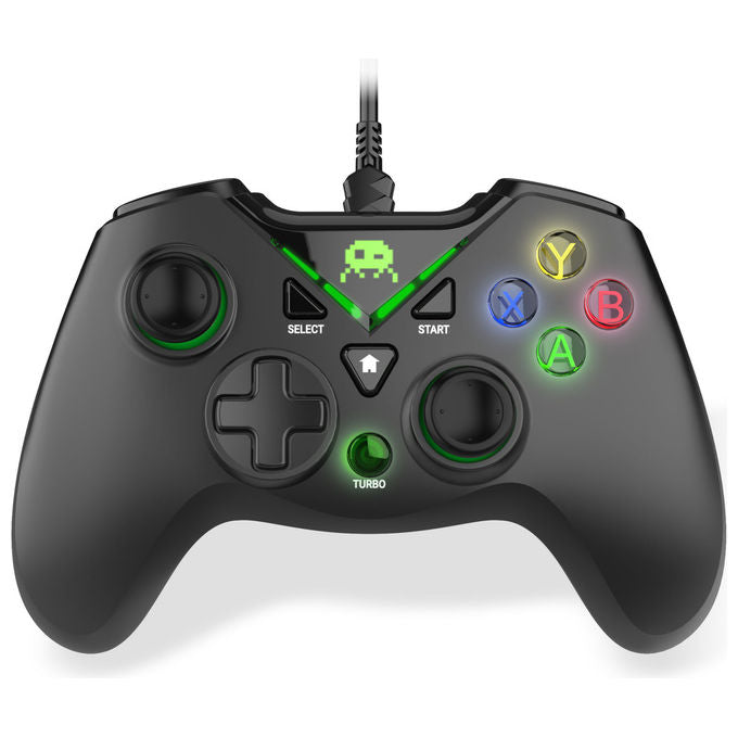 Freaks and Geeks Controller Cablato Nero per PC Cavo 3M Doppio Motore Vibrazione
