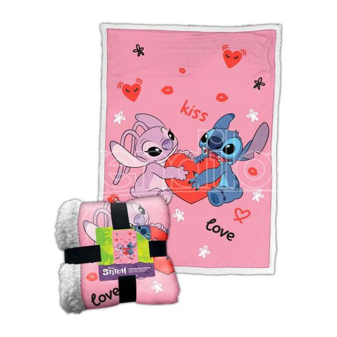 LYO, Coperta Sherpa Disney Stitch Love, 100x150 cm, in Poliestere