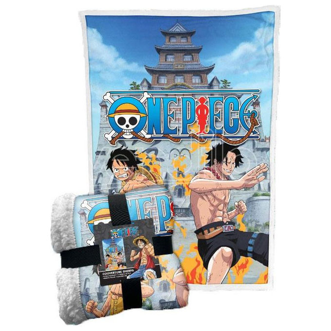 Lyo Coperta Sherpa One Piece Monkey D.Luffy e Portuguese D. Ace 100x150 cm