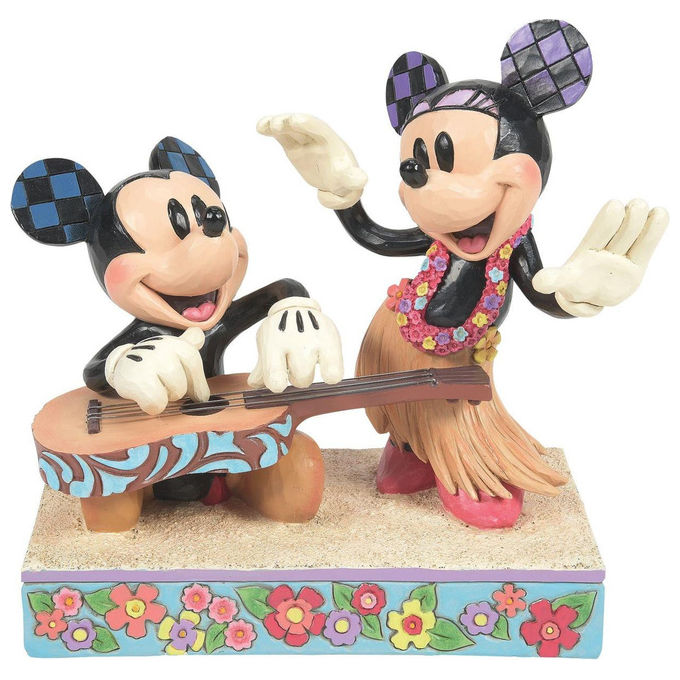 Disney Traditions Statuetta Topolino e Minnie Hawaii Resina Jim Shore 15.2 cm