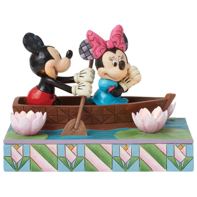 Disney Traditions Barca a Remi Luminosa di Topolino e Minnie Resina LED Jim Shore