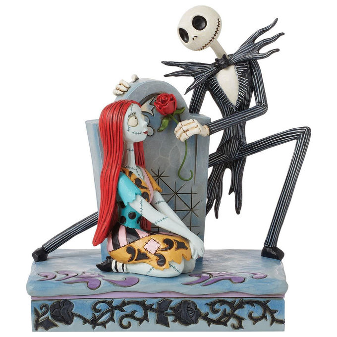 Disney Traditions, Statuetta Jack e Sally su Lapide, Resina, 17,5 cm