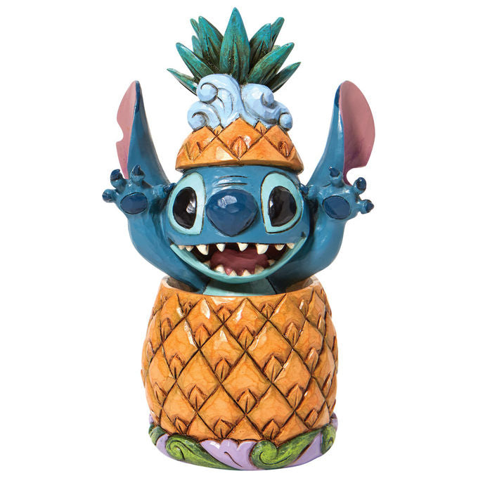Enesco, Statuetta Stitch in un Ananas, Disney Traditions, Resina, Dipinta a Mano
