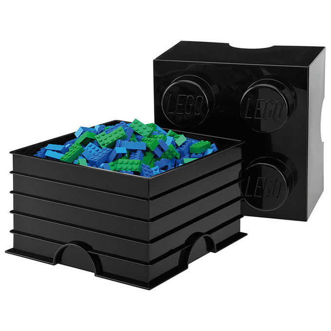 LEGO, Scatola Contenitore 4 Mattoncini, Grigio Scuro, Porta Giocattoli