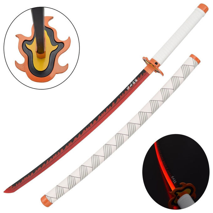 Altri Katana Ornamentale Demon Slayer Kyojuro Rengoku con LED Acciaio al Carbonio Legno