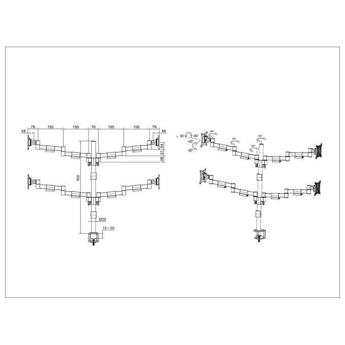 Multibrackets, Supporto TV da Tavolo, 30'', VESA 75x75 100x100 mm, Acciaio, Nero