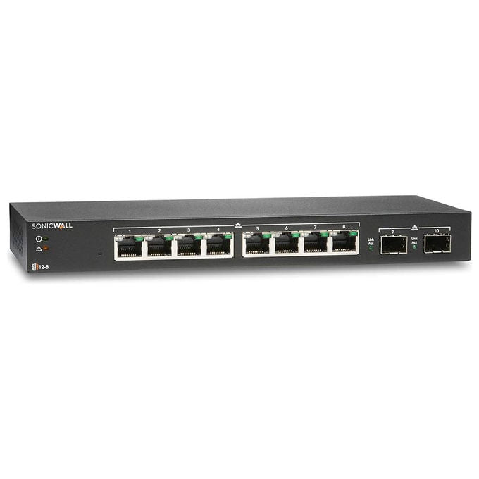 SonicWall, Switch di Rete SWS12-8POE, 8 Porte PoE, Supporto 24x7, 1 Anno