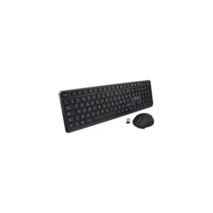 V7, Combo Tastiera e Mouse Wireless, Layout Francese AZERTY, Nero