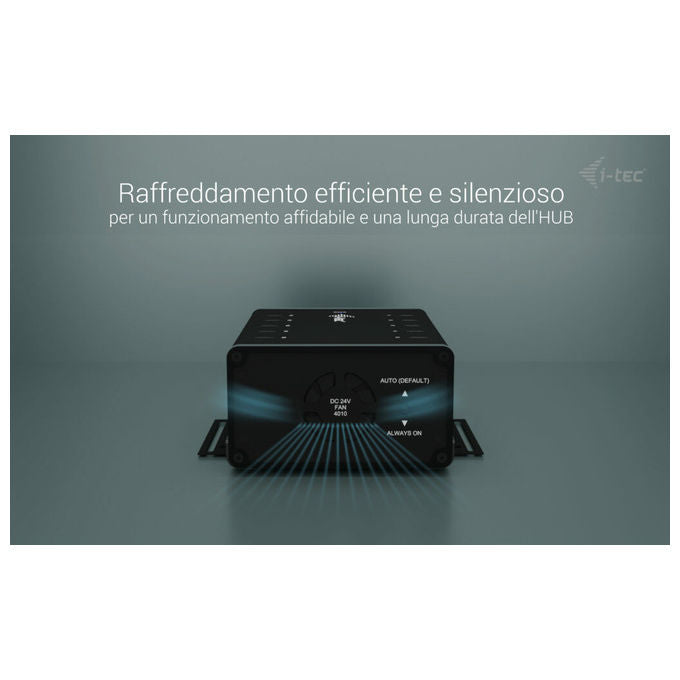I-tec CACHRGHUB10C Hub USB-C USB-A 10 Porte Ricarica 15W per Porta 5 Gbps Adattatore Integrato 180W colore Nero