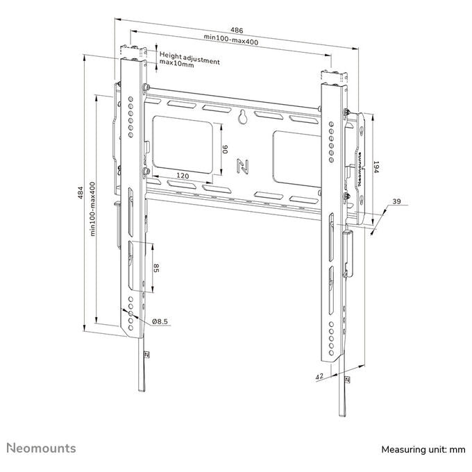 Neomounts Supporto a Parete TV 42-75 Pollici Fissa Bloccabile