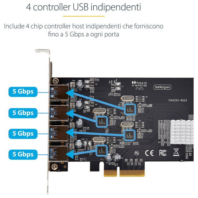 StarTech.com Scheda PCIe USB 4 Porte USB-A USB 3.2 5Gbps Scheda di Espansione
