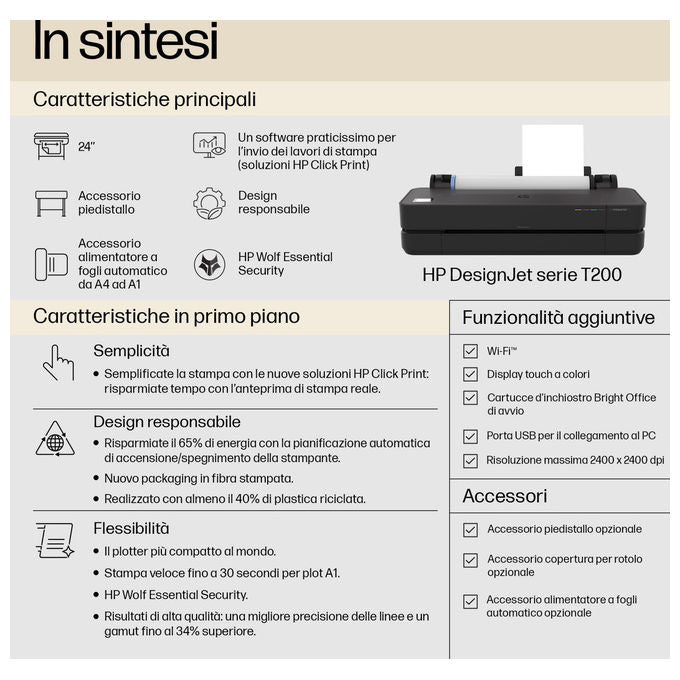HP, DesignJet T250, Stampante, 24 Pollici, Edizione 2025, Grigio