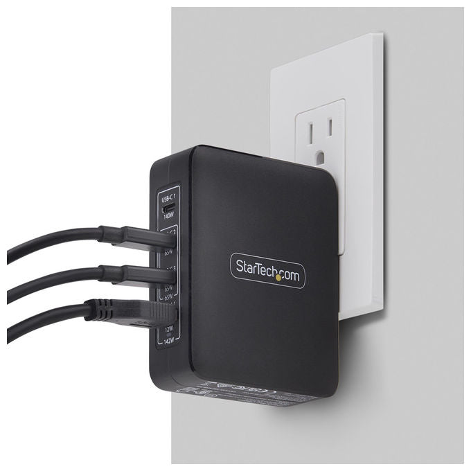 StarTech.com, Caricatore USB-C, 140W, 3x USB-C, 1x USB-A, Adattatore Alimentazione GaN PD 3.1