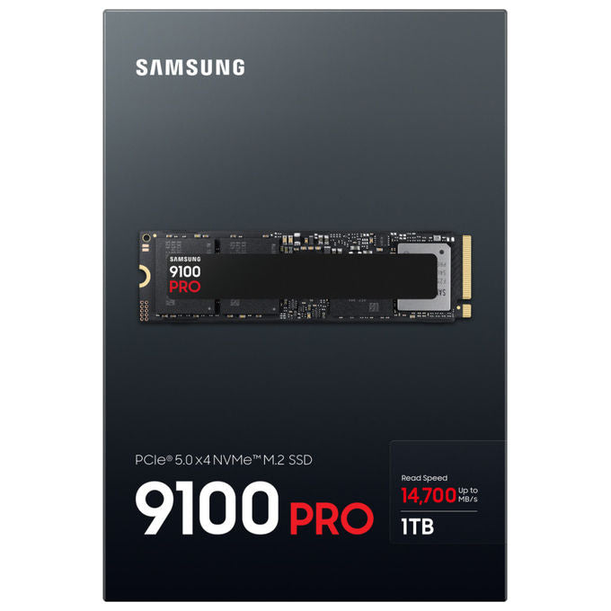 Samsung, SSD 9100 PRO, 1 TB, NVMe M.2 PCIe 5.0, Velocita' 14700-13300 MB-s