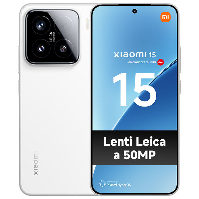Xiaomi MZB0IU5EU 15 Smartphone 5G Dual SIM 12GB RAM 512GB Display 6.36'' AMOLED Snapdragon 8 Elite Tripla Fotocamera Leica 50MP Batteria 5240mAh colore Bianco