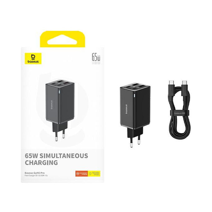 Baseus Gan6, Caricabatterie USB, 65W, Nero