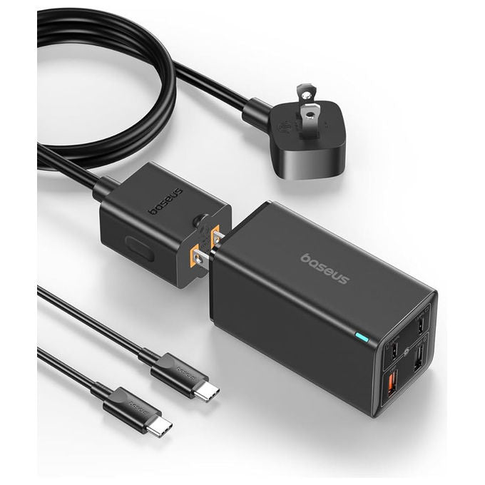 Baseus GaN6 Pro, Caricabatterie Rapido 100W, 2 Porte USB-C, 2 Porte USB-A