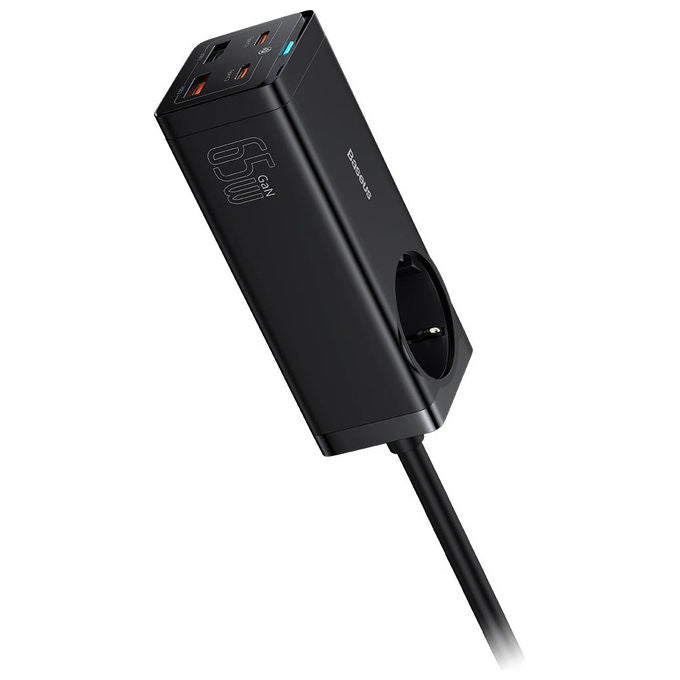 Baseus Adattatore Invertitore Interno 65W, Striscia Alimentazione GaN3 Pro, Nero