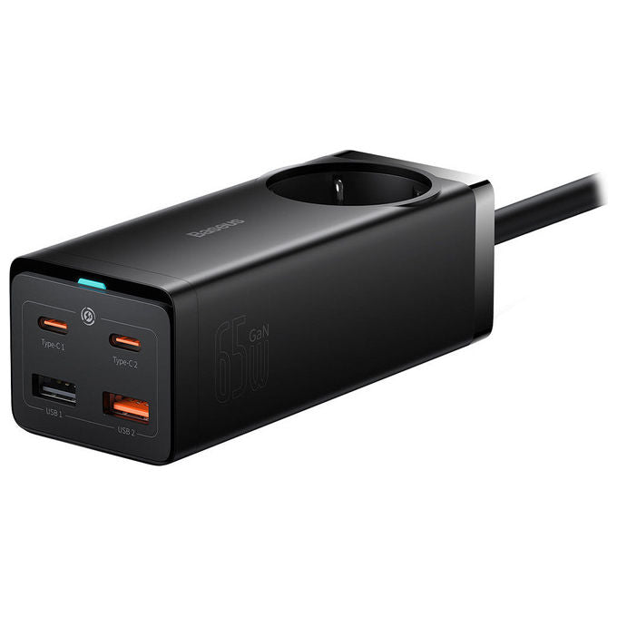 Baseus Adattatore Invertitore Interno 65W, Striscia Alimentazione GaN3 Pro, Nero