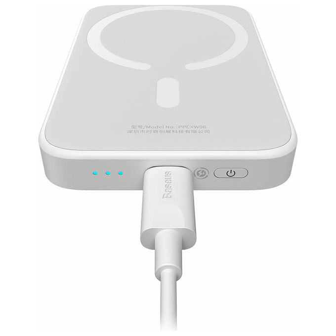 Baseus Powerbank 6000 mAh Ricarica Wireless Magnetica Mini Bianco