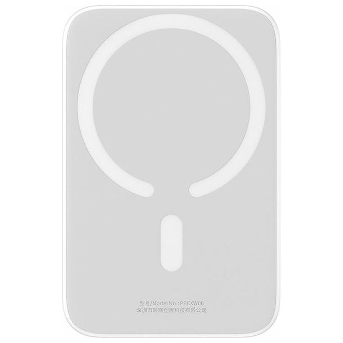 Baseus Powerbank 6000 mAh Ricarica Wireless Magnetica Mini Bianco