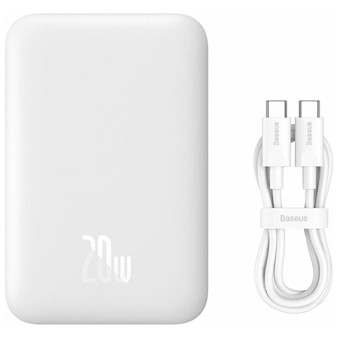 Baseus Powerbank 6000 mAh Ricarica Wireless Magnetica Mini Bianco