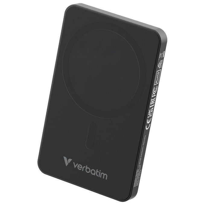 Verbatim Power Bank 5000 mAh Wireless Magnetico Ricarica Rapida Essentials Nero