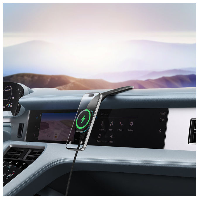 Baseus C02 Pro, Supporto Auto Magnetico con Ricarica Wireless, Nero