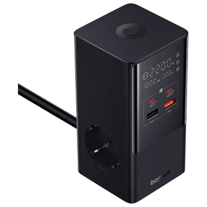Baseus Multipresa PowerCombo Tower 100W 2 Prese AC 2 USB-C 2 USB-A Nero
