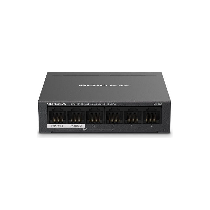 Mercusys Switch Desktop 6 Porte 10-100Mbps 4 Porte PoE Metallo