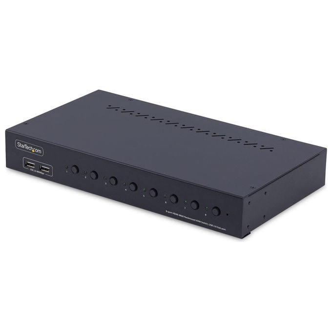 StarTech.com, KVM Switch HDMI, 8 Porte, Kit Rack 1U, 4K 60Hz, Hub USB, Nero